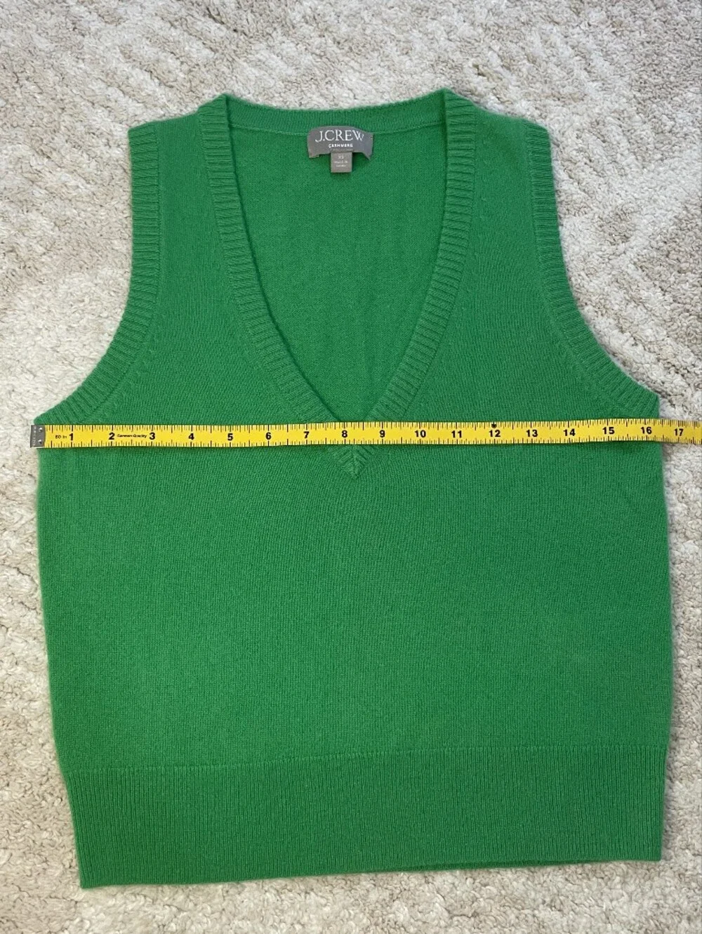 J. Crew 100% Cashmere Green V-Neck Sleeveless Sweater Vest Size XS
